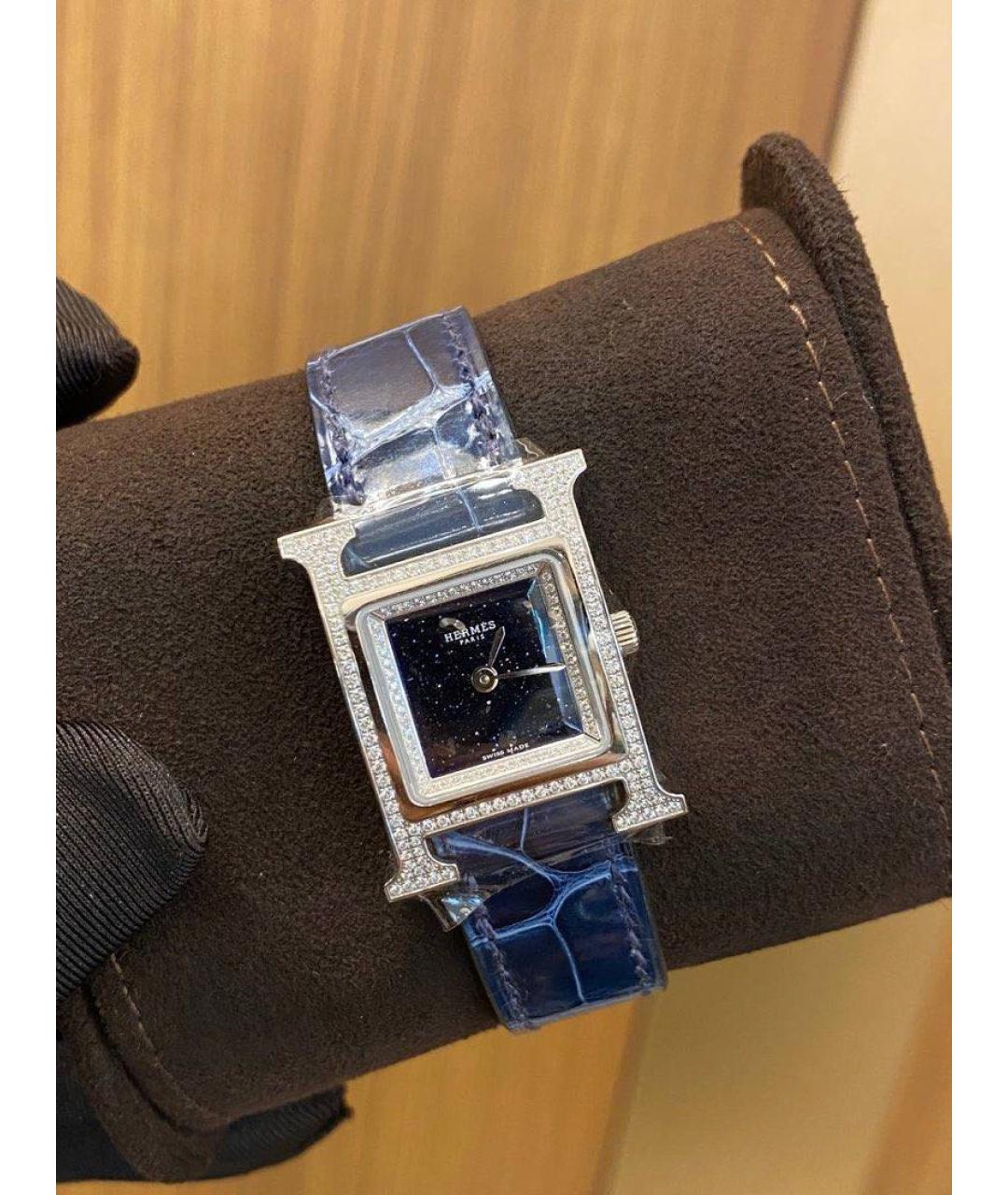 HERMES Темно-синие часы из экзотической кожи, фото 7