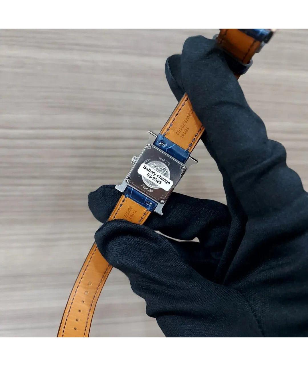 HERMES Темно-синие часы из экзотической кожи, фото 2