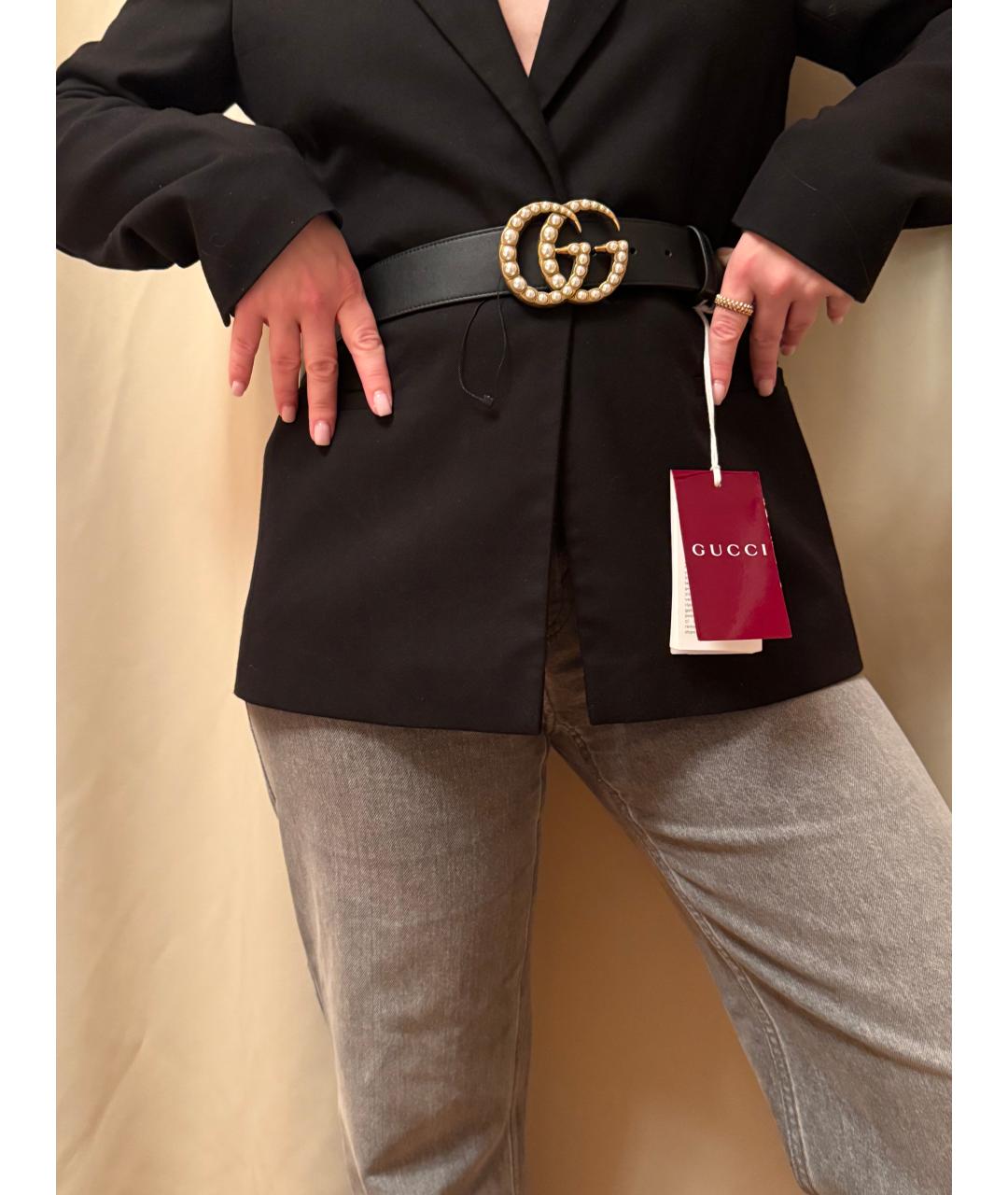 GUCCI Черный кожаный ремень, фото 5