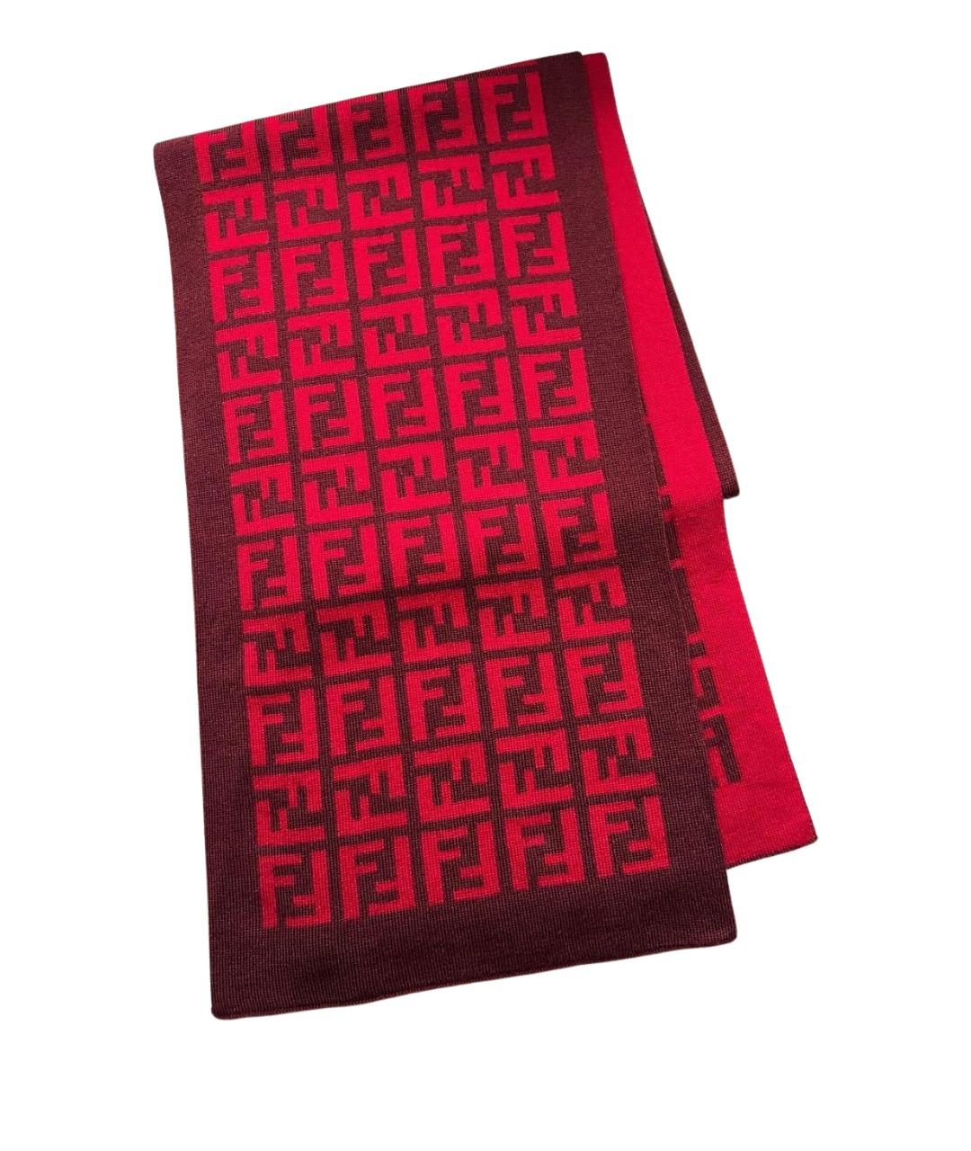 FENDI Красный шерстяной шарф, фото 1