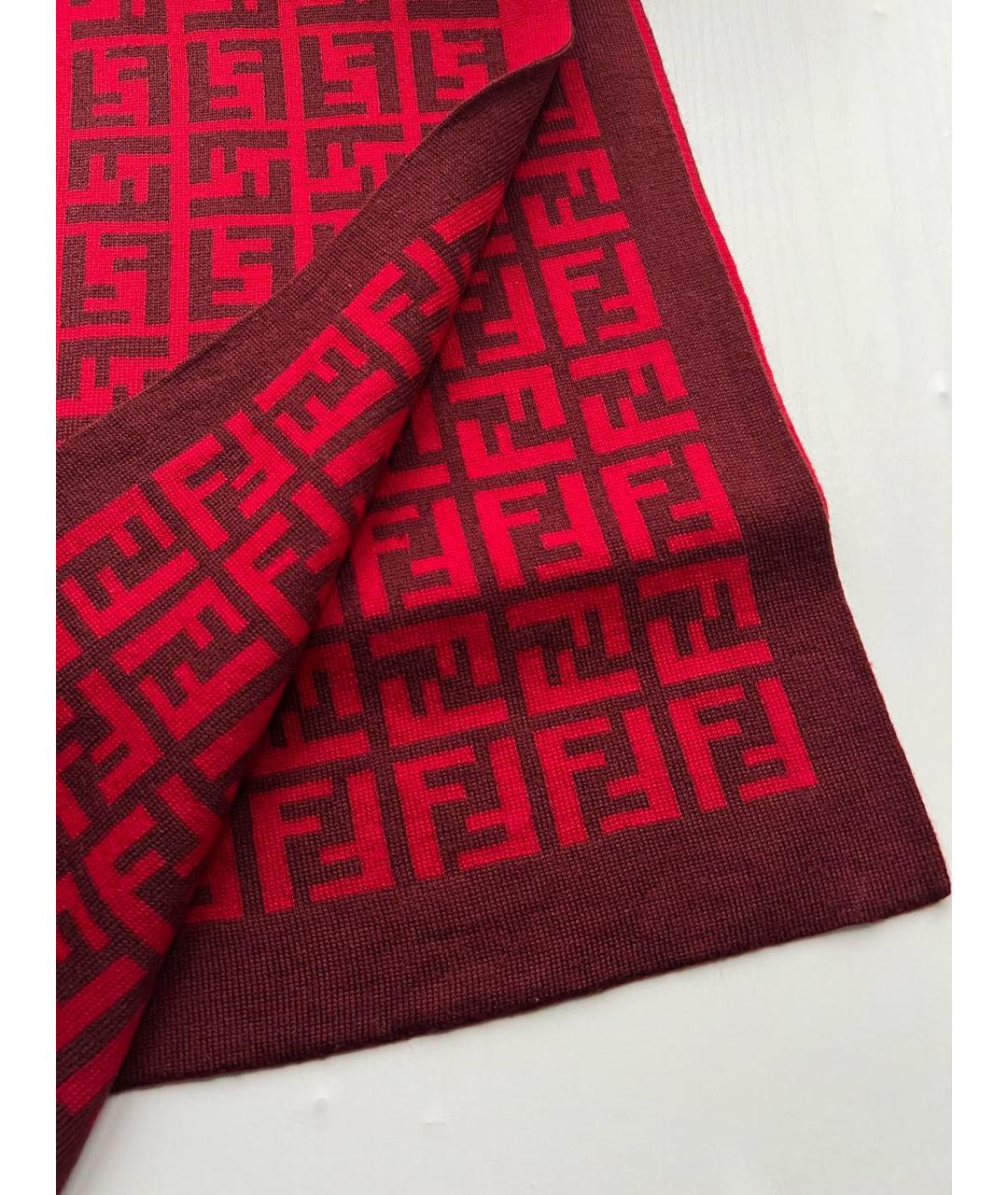 FENDI Красный шерстяной шарф, фото 5