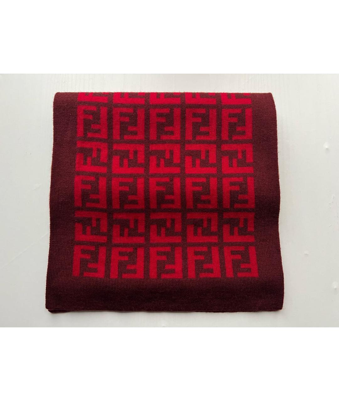 FENDI Красный шерстяной шарф, фото 3
