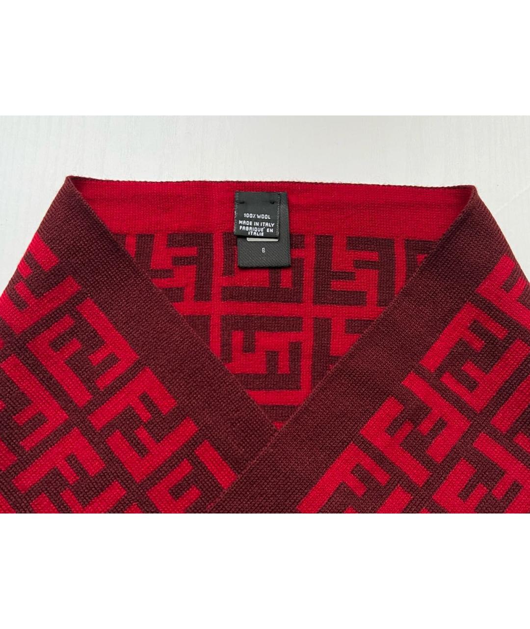 FENDI Красный шерстяной шарф, фото 4