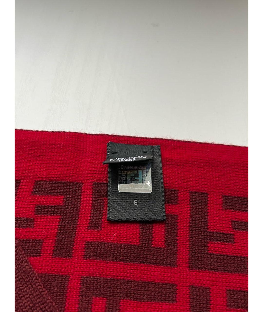 FENDI Красный шерстяной шарф, фото 7