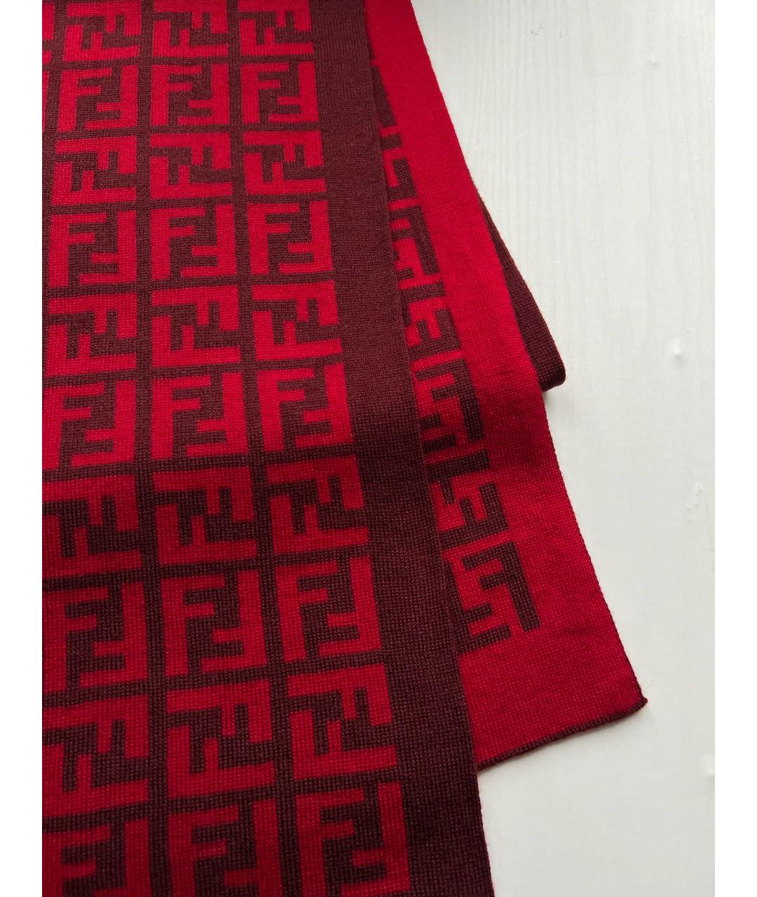 FENDI Красный шерстяной шарф, фото 6