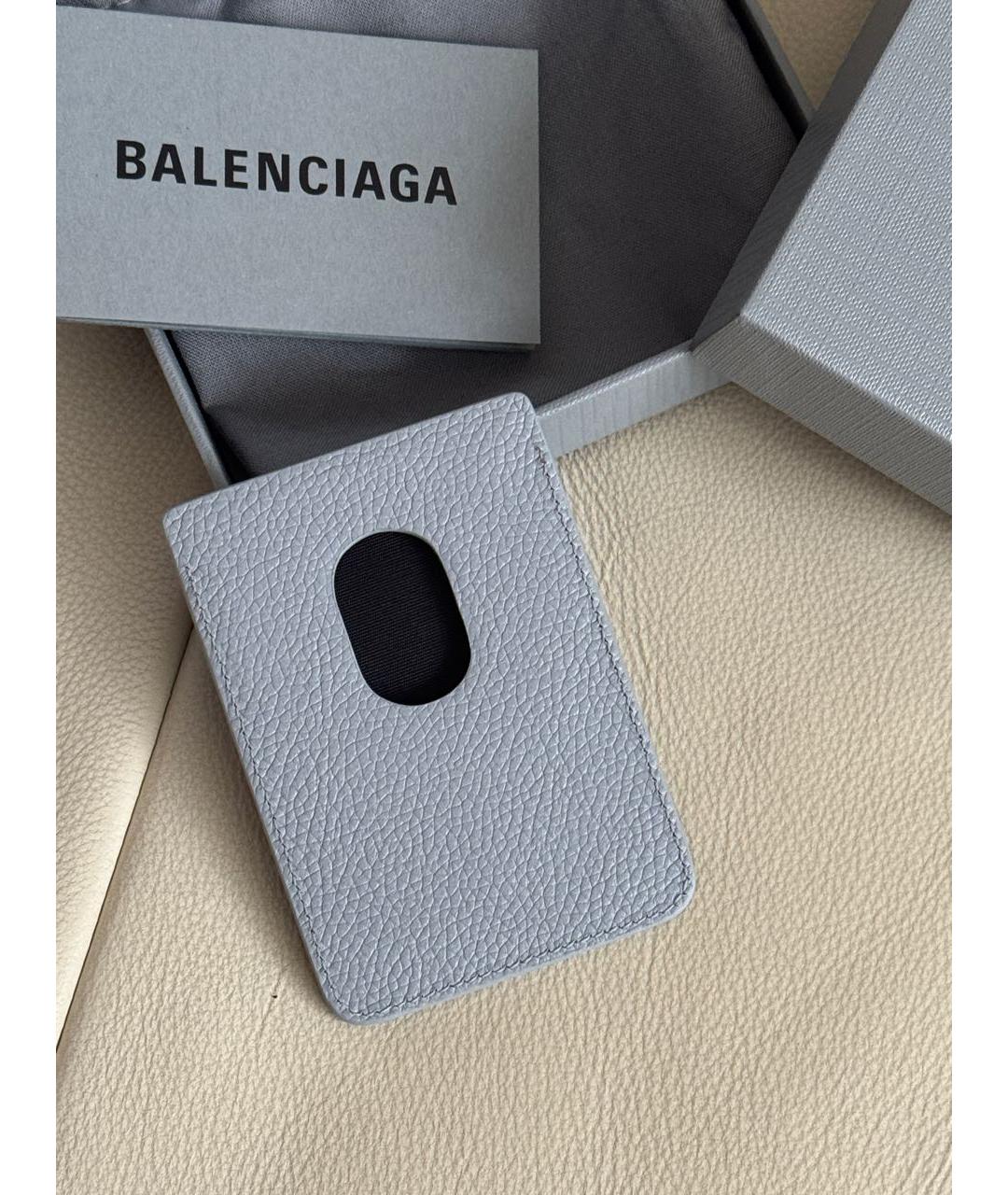BALENCIAGA Серый кожаный кардхолдер, фото 4