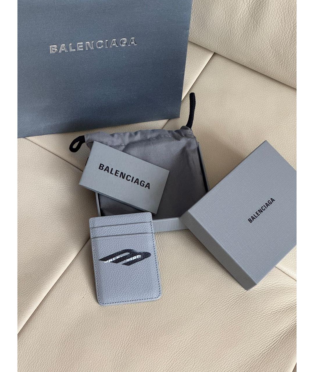 BALENCIAGA Серый кожаный кардхолдер, фото 2