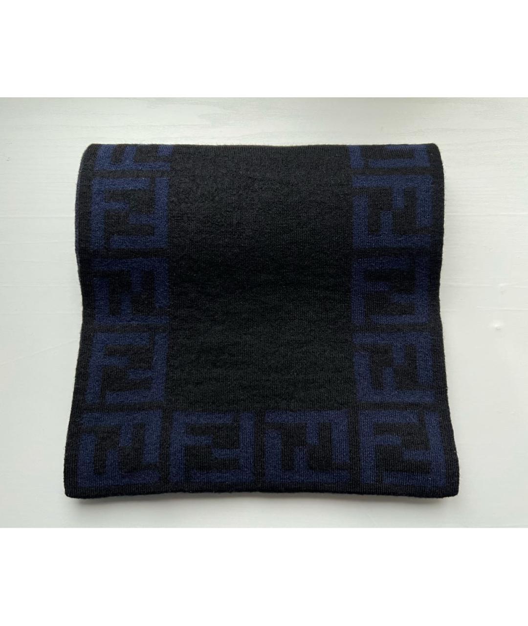 FENDI Черный шерстяной шарф, фото 7