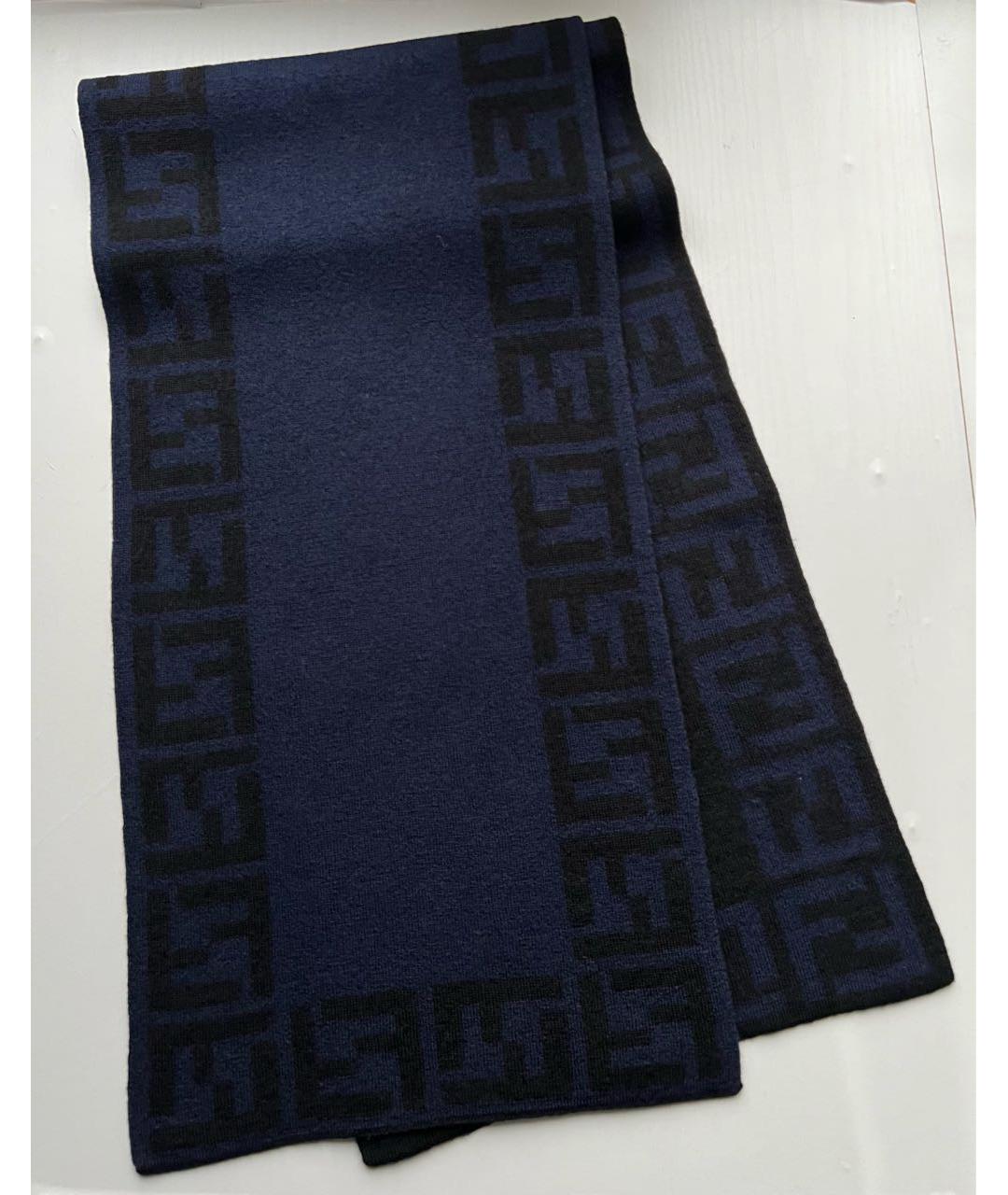 FENDI Черный шерстяной шарф, фото 2