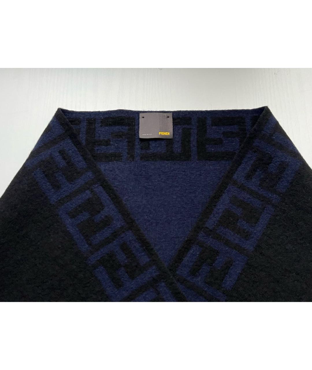 FENDI Черный шерстяной шарф, фото 4