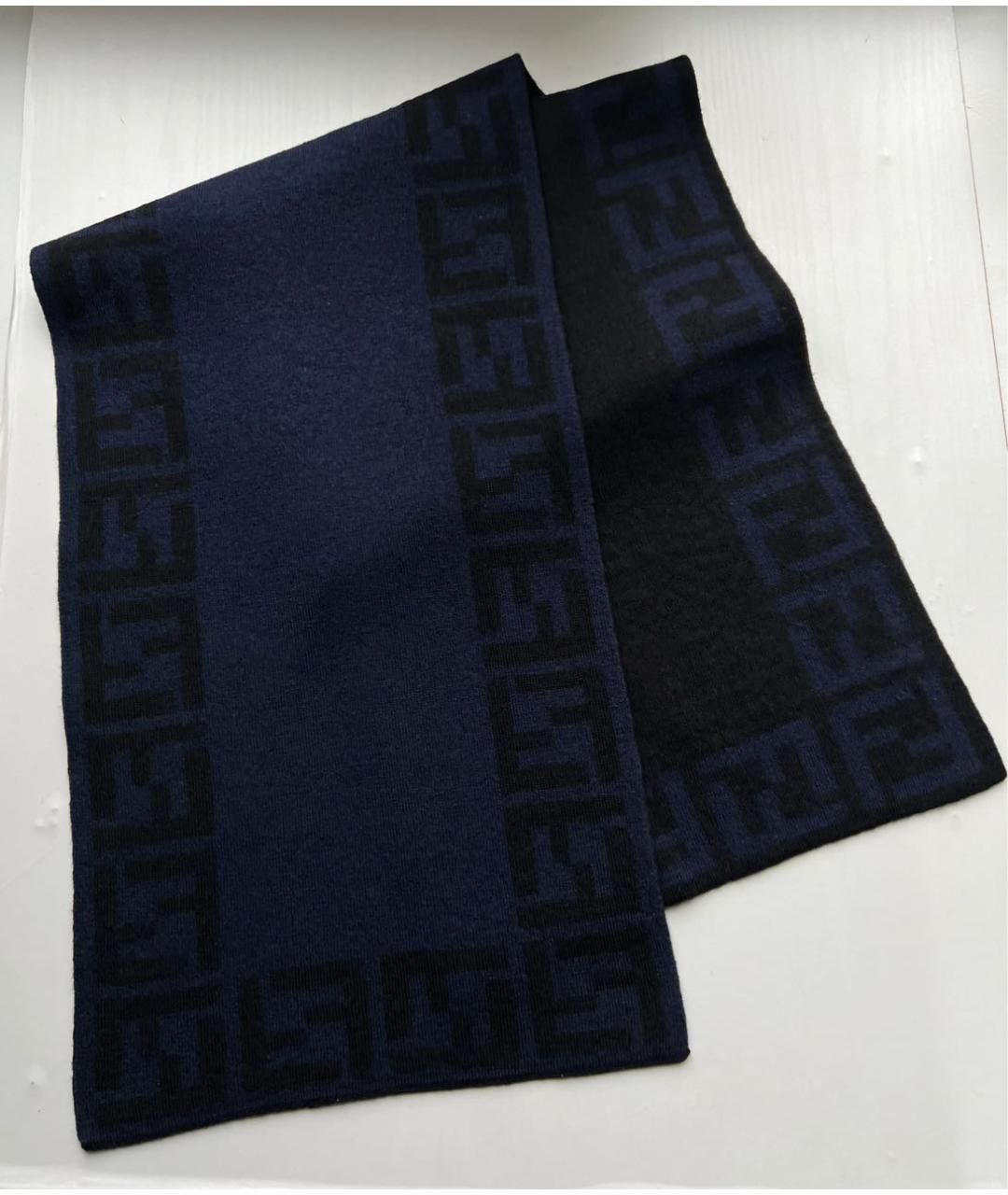 FENDI Черный шерстяной шарф, фото 3