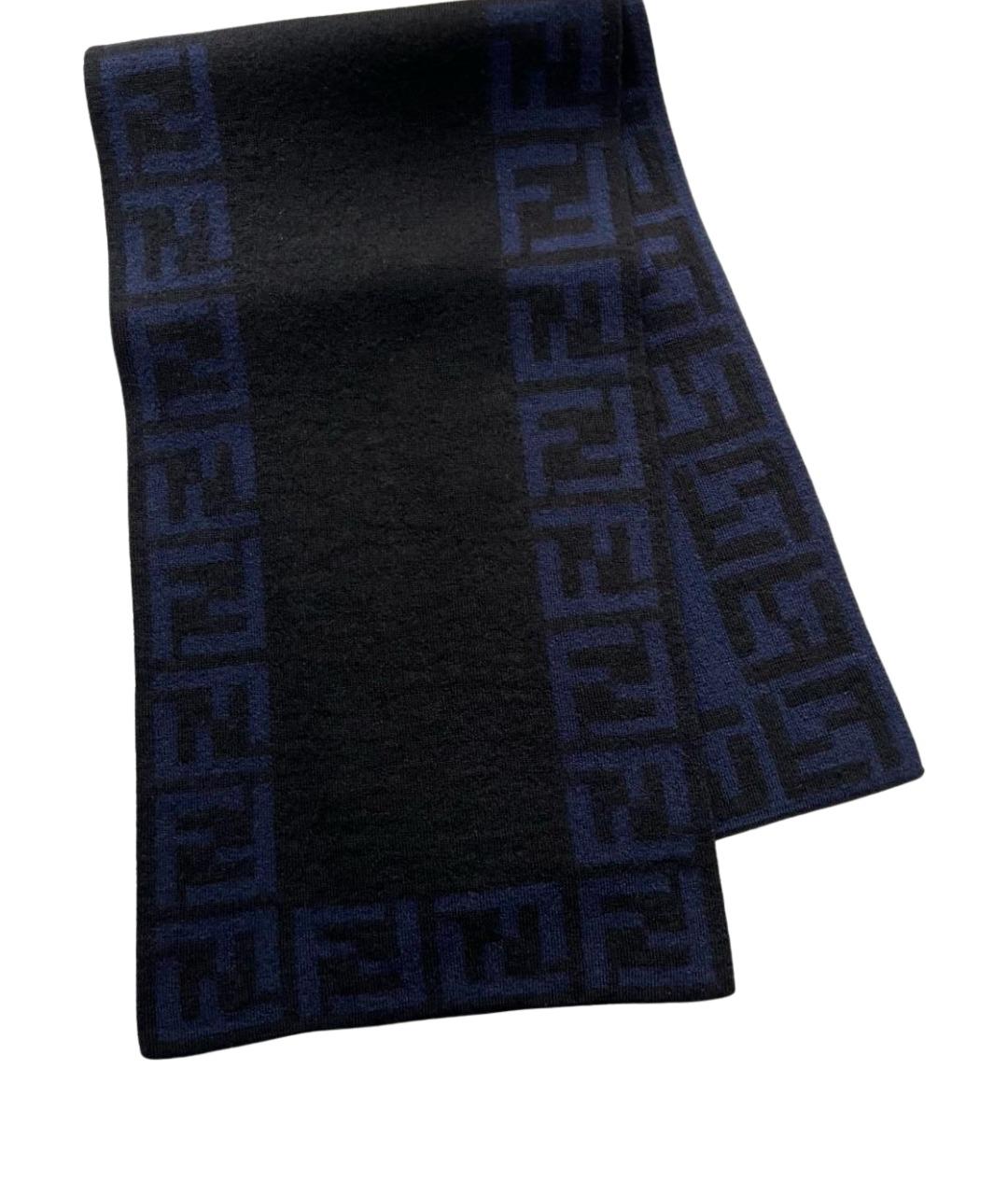 FENDI Черный шерстяной шарф, фото 1