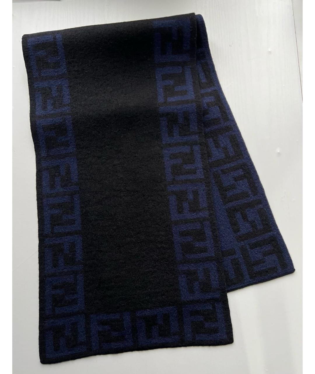 FENDI Черный шерстяной шарф, фото 8