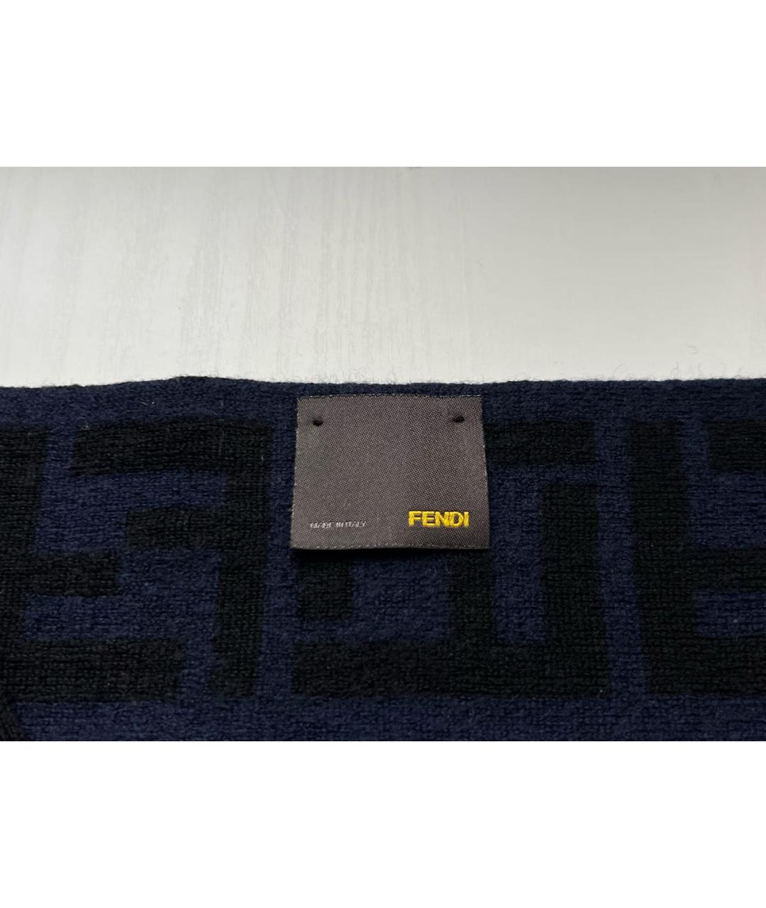 FENDI Черный шерстяной шарф, фото 6