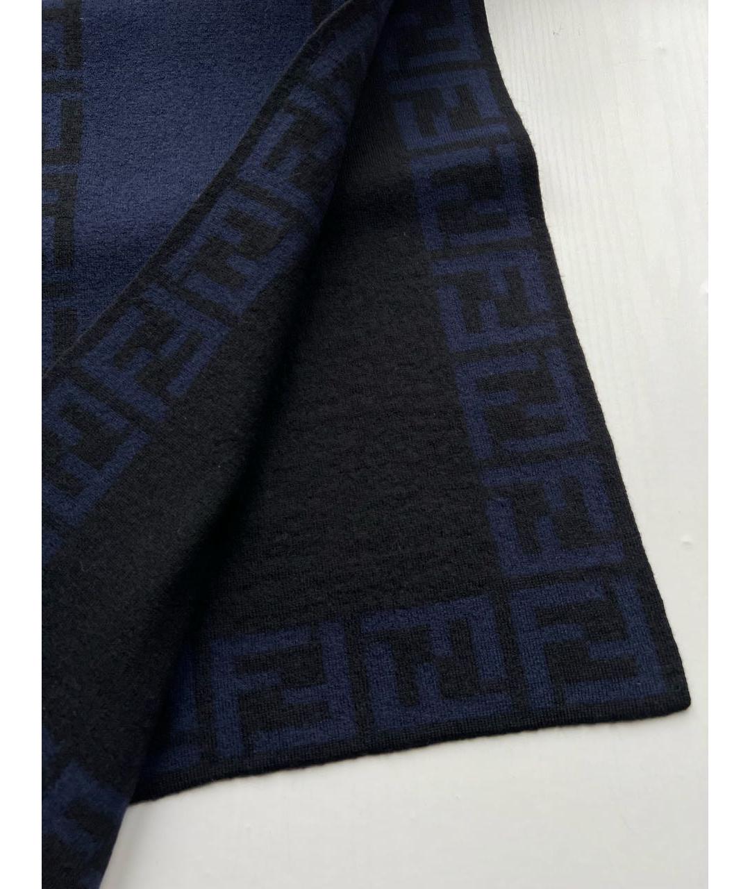 FENDI Черный шерстяной шарф, фото 5