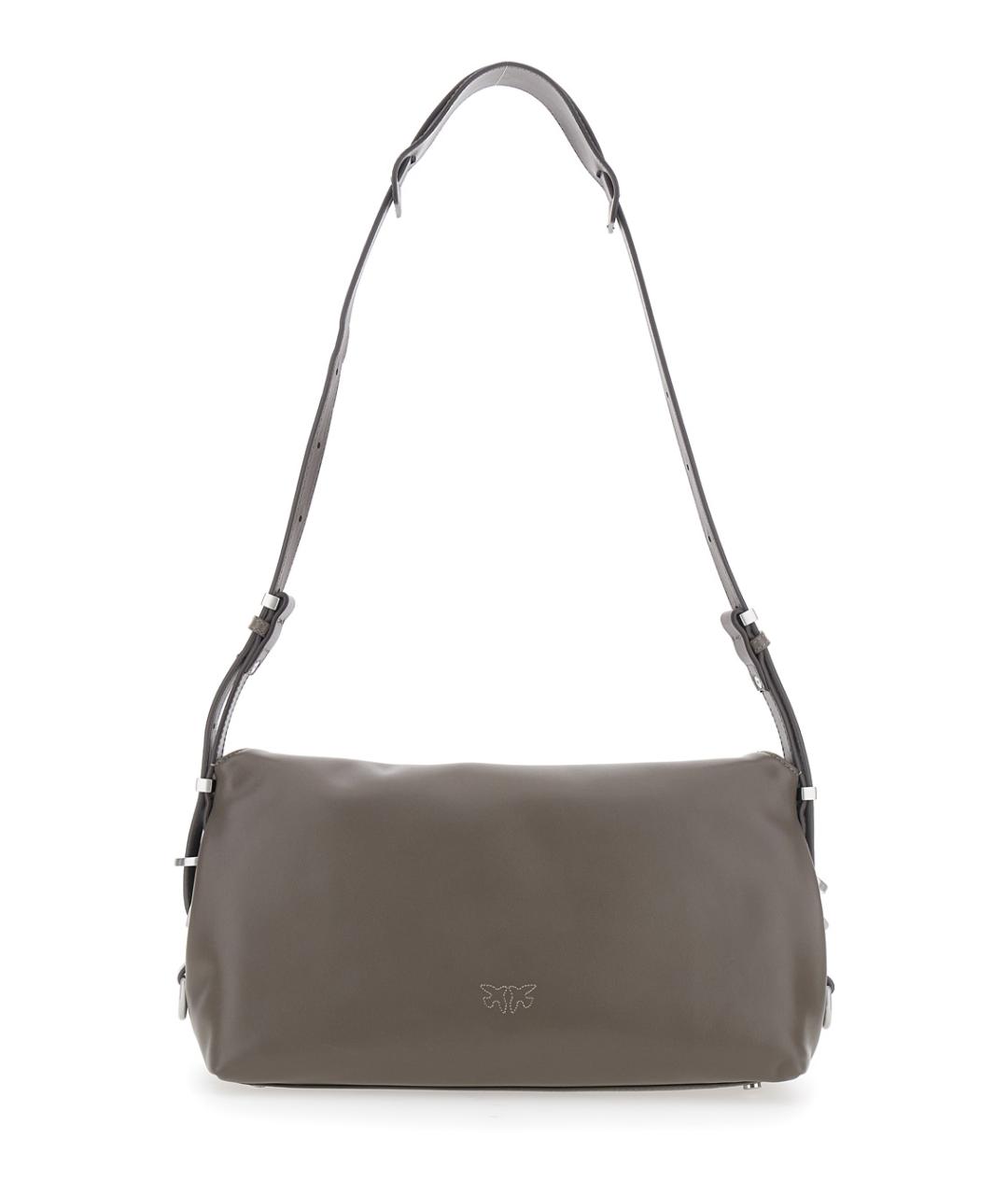 PINKO Серая кожаная сумка через плечо, фото 2