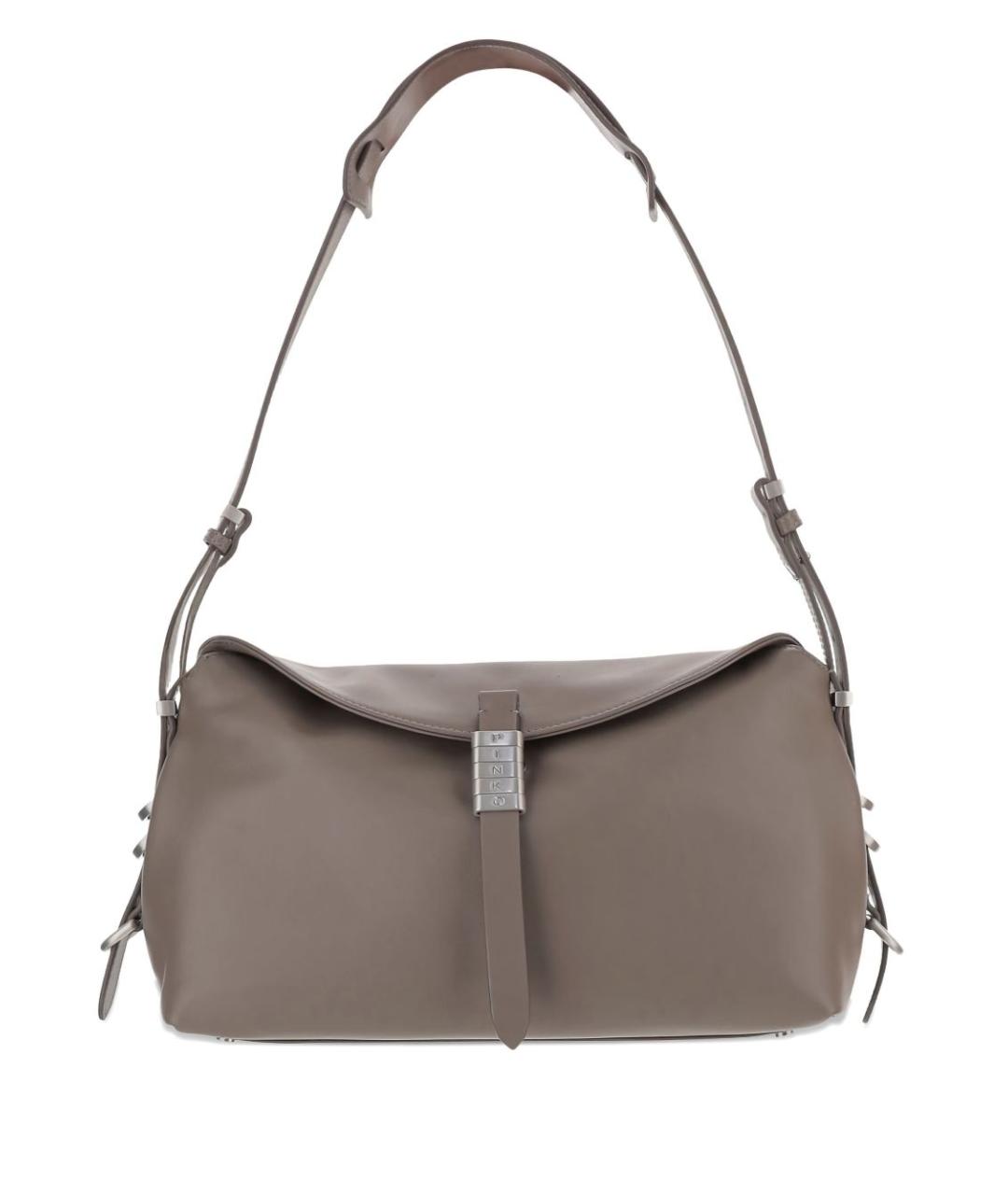 PINKO Серая кожаная сумка через плечо, фото 1