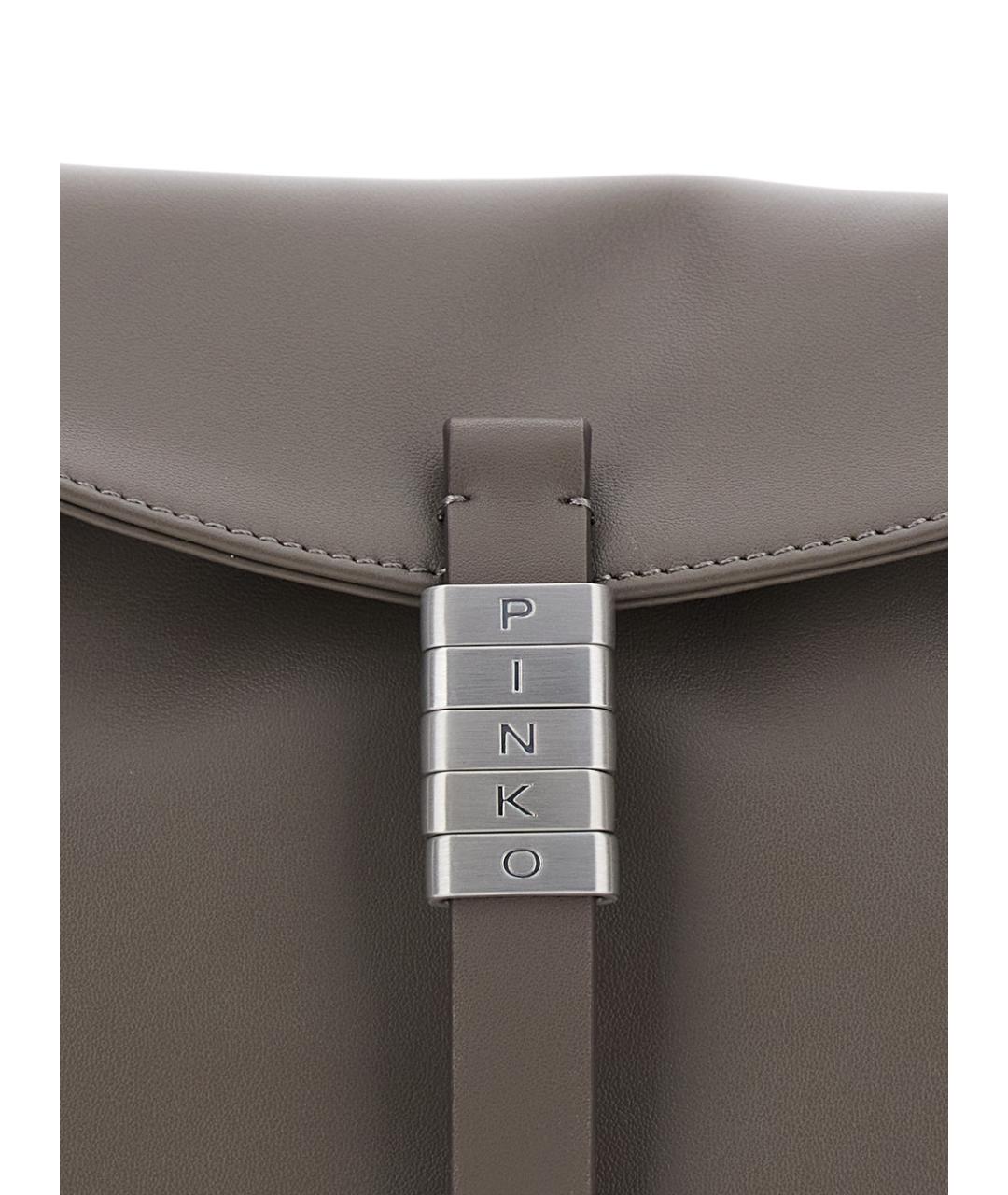 PINKO Серая кожаная сумка через плечо, фото 3