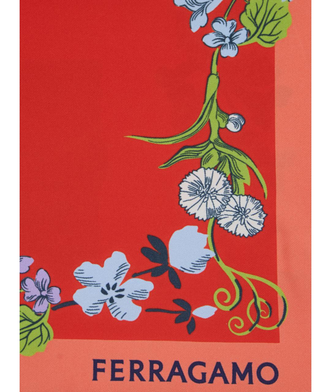 FERRAGAMO Красный шелковый платок, фото 3