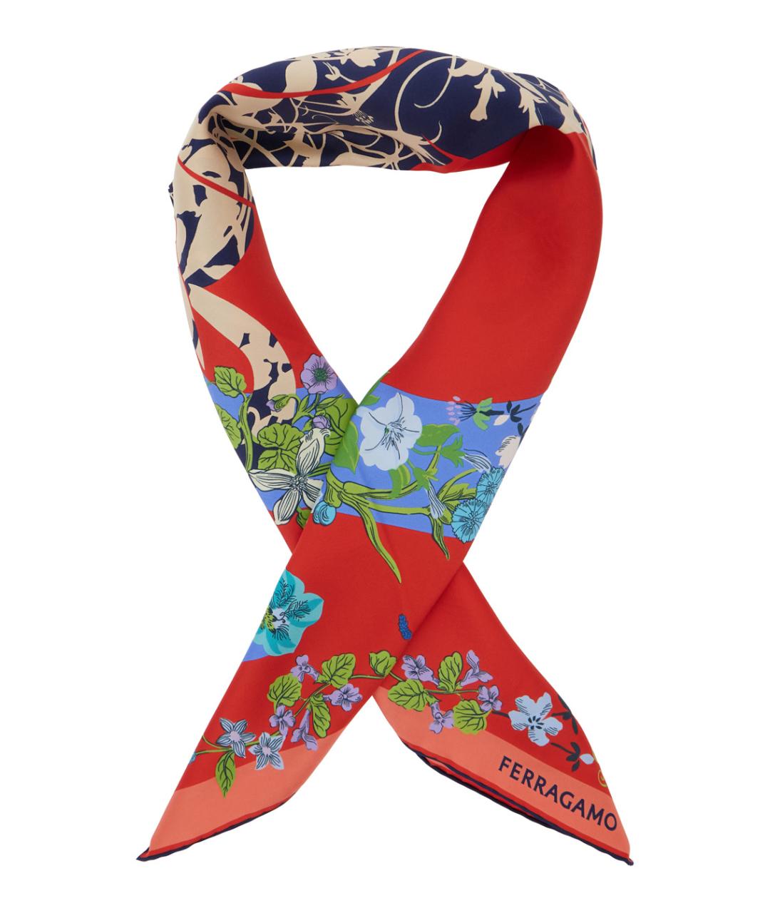 FERRAGAMO Красный шелковый платок, фото 2