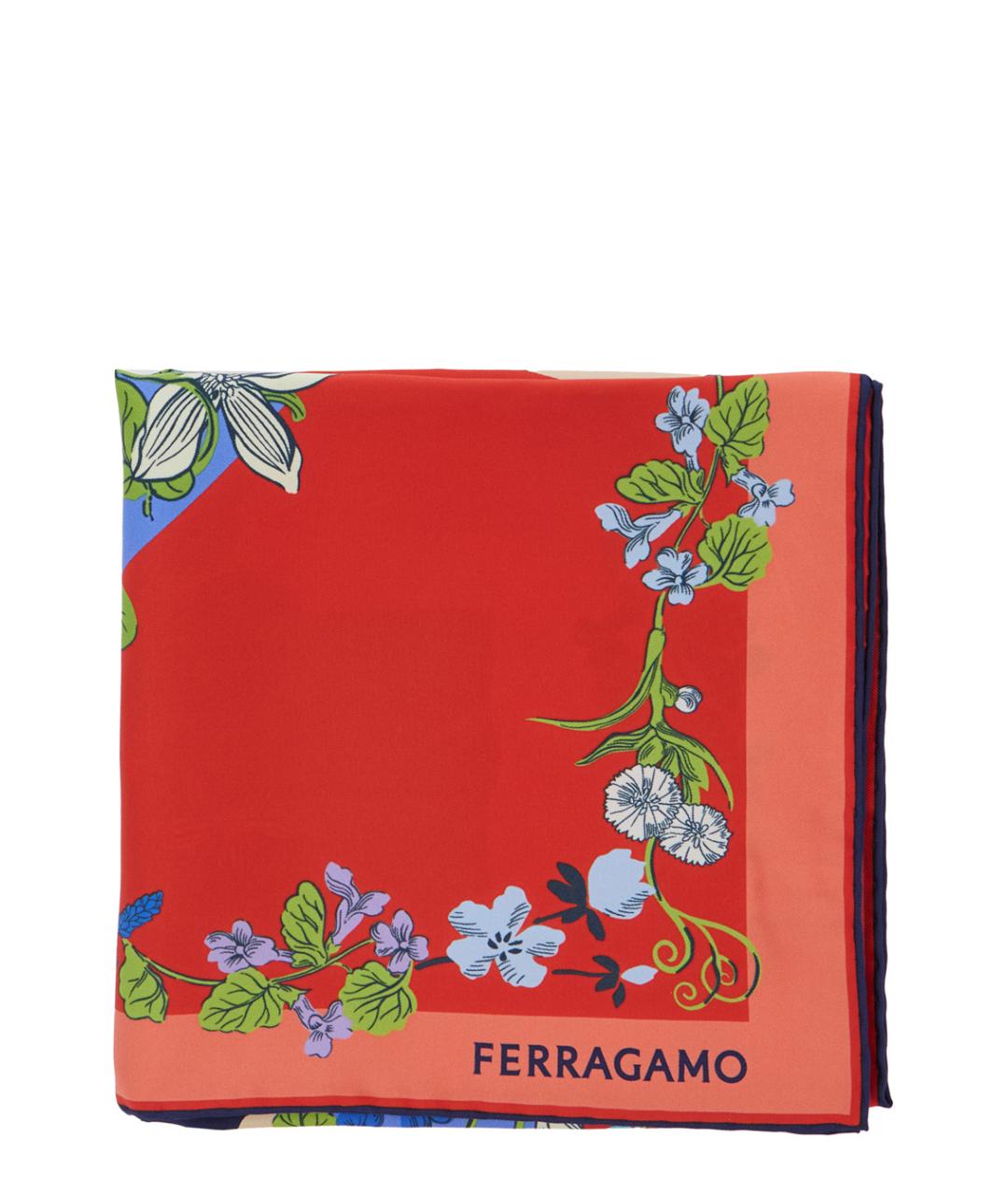 FERRAGAMO Красный шелковый платок, фото 1
