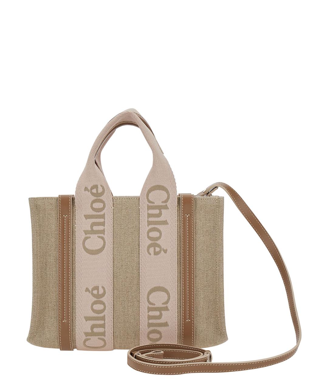 CHLOE Бежевая льняная сумка через плечо, фото 4
