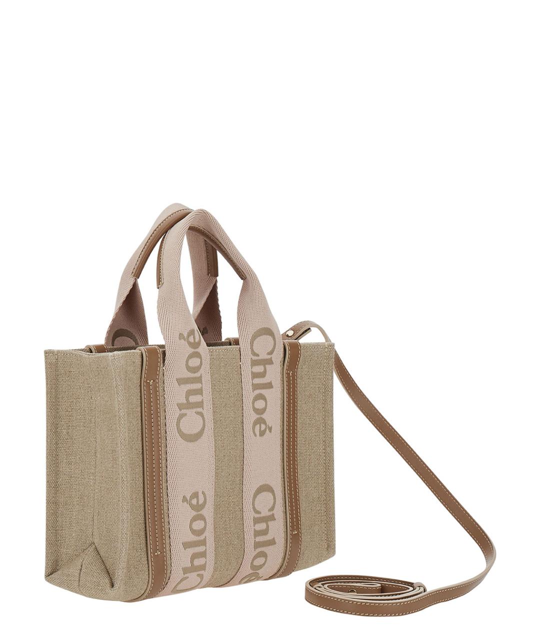 CHLOE Бежевая льняная сумка через плечо, фото 3