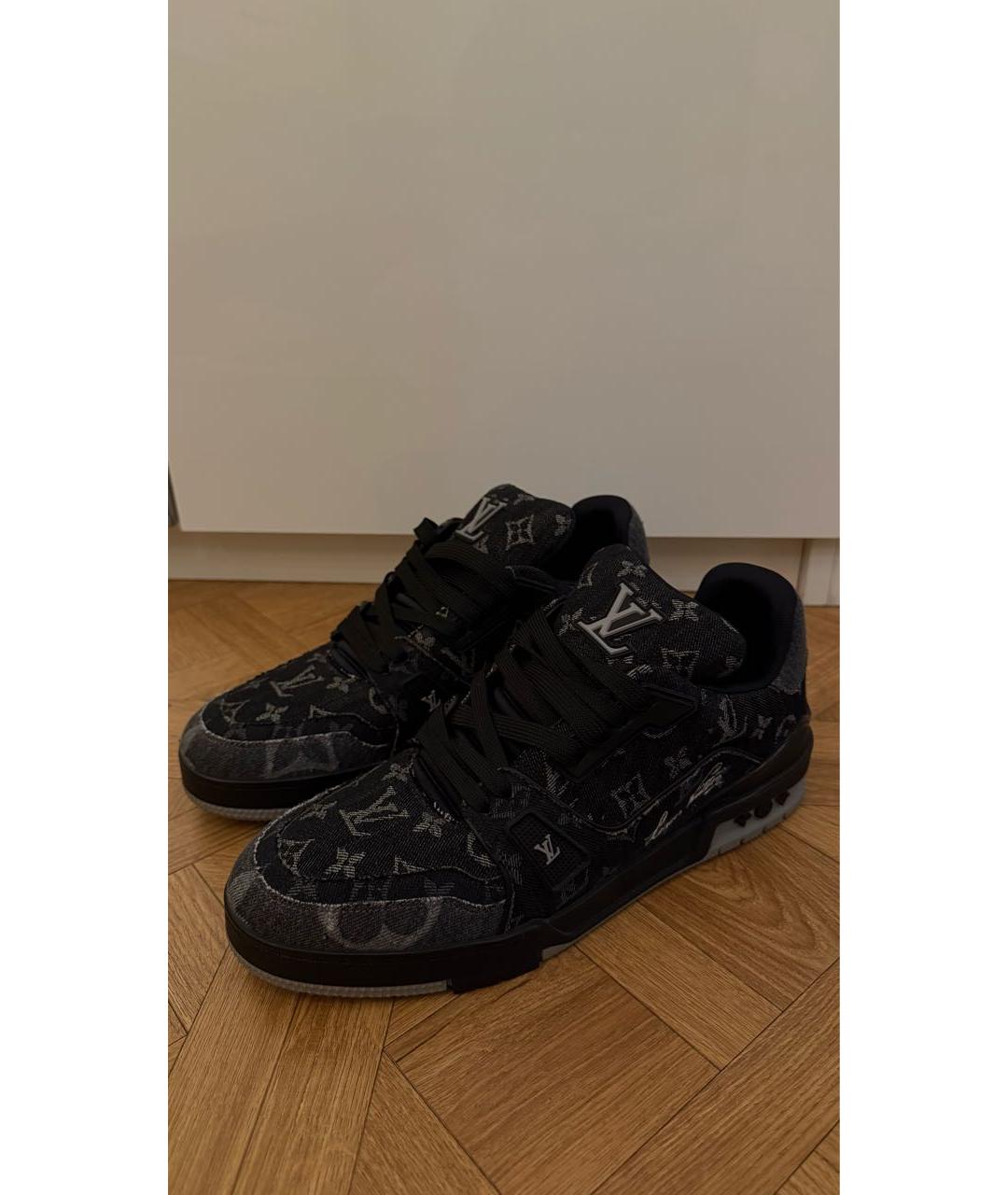 LOUIS VUITTON Черные кожаные низкие кроссовки / кеды, фото 3