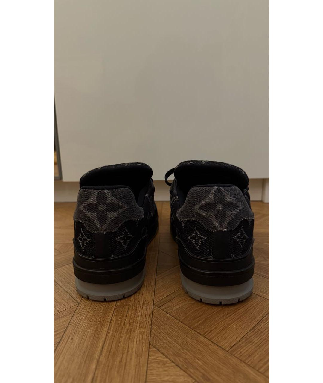 LOUIS VUITTON Черные кожаные низкие кроссовки / кеды, фото 2