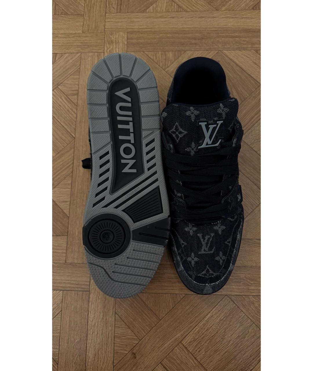 LOUIS VUITTON Черные кожаные низкие кроссовки / кеды, фото 4