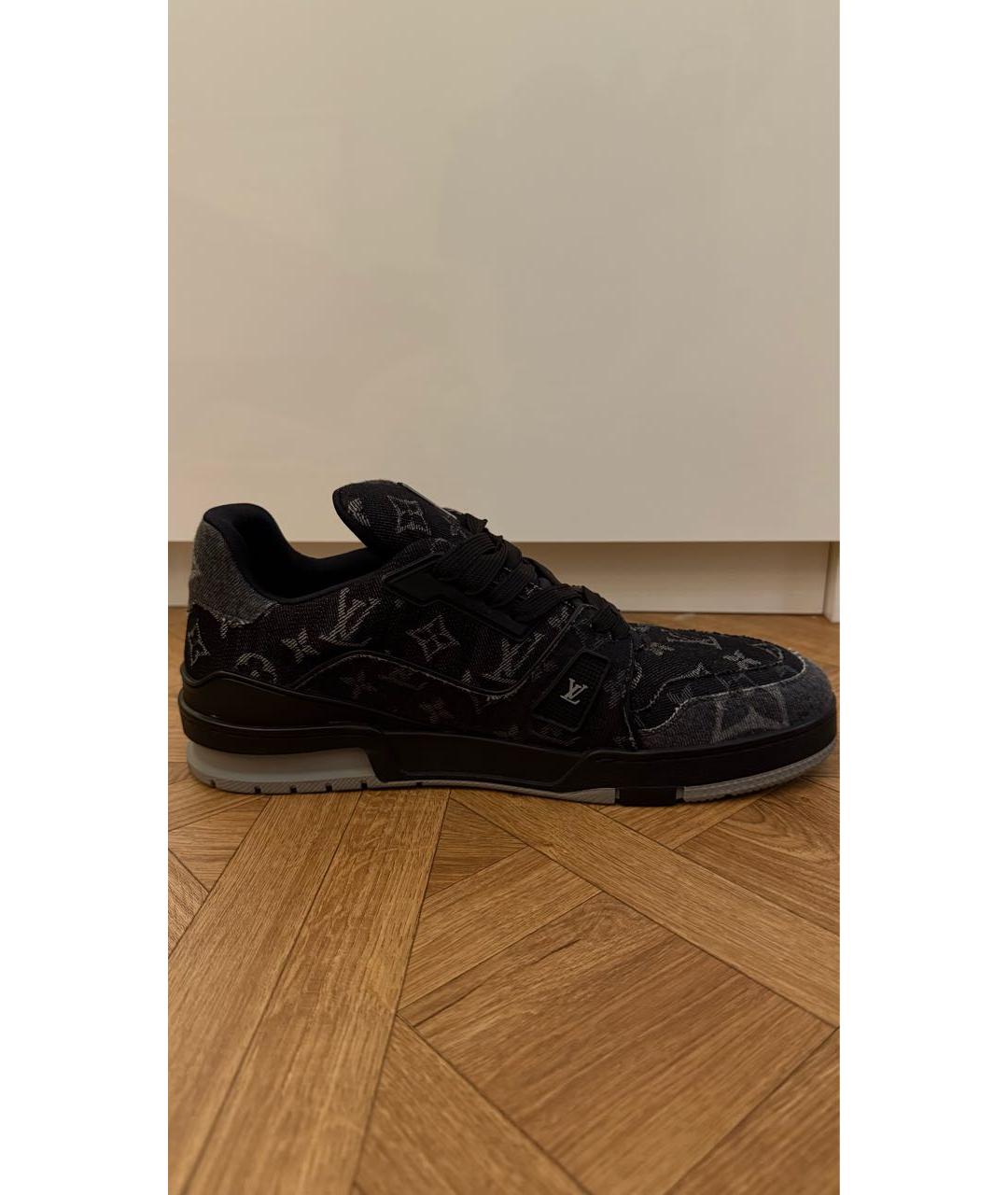 LOUIS VUITTON Черные кожаные низкие кроссовки / кеды, фото 5