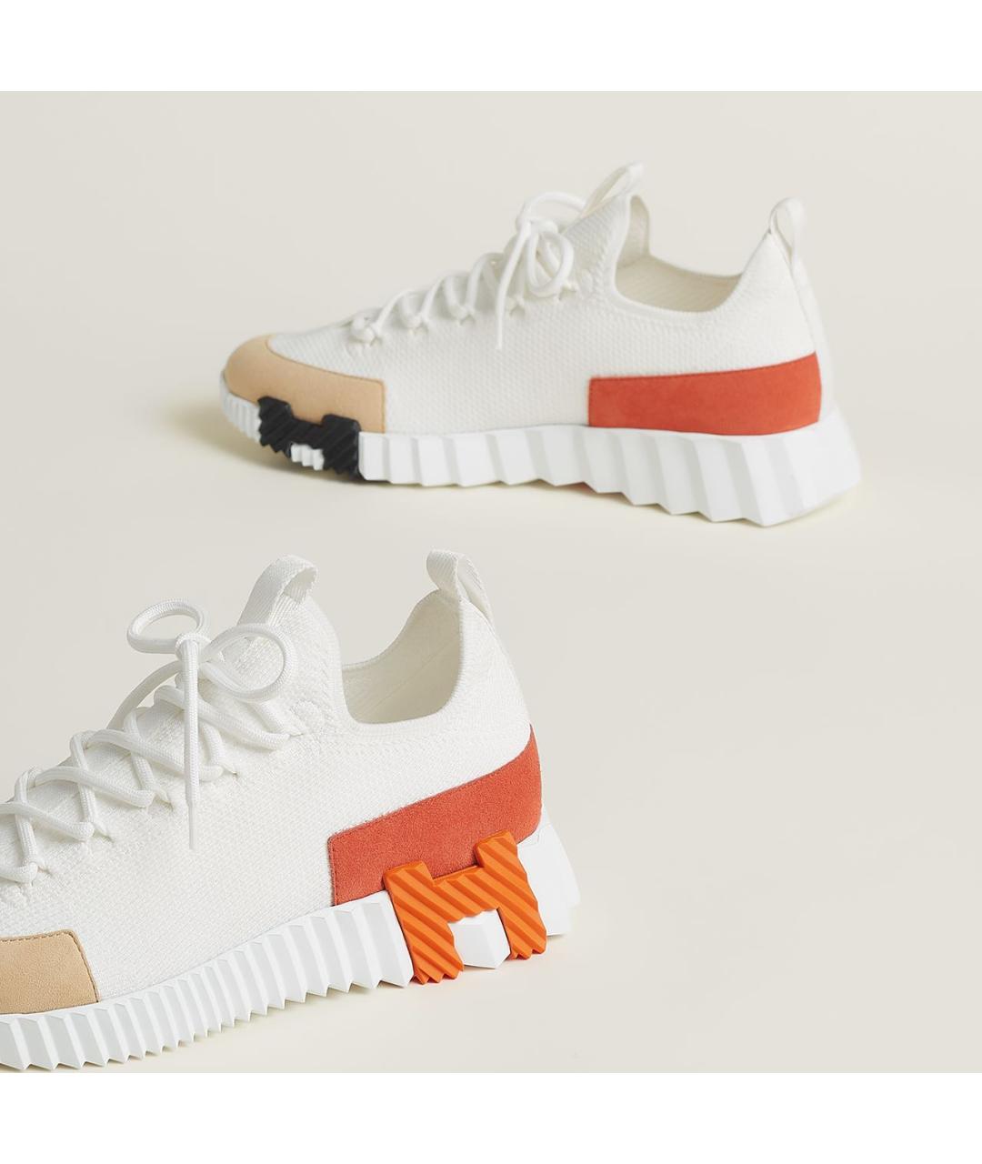 HERMES Белые текстильные кроссовки, фото 5