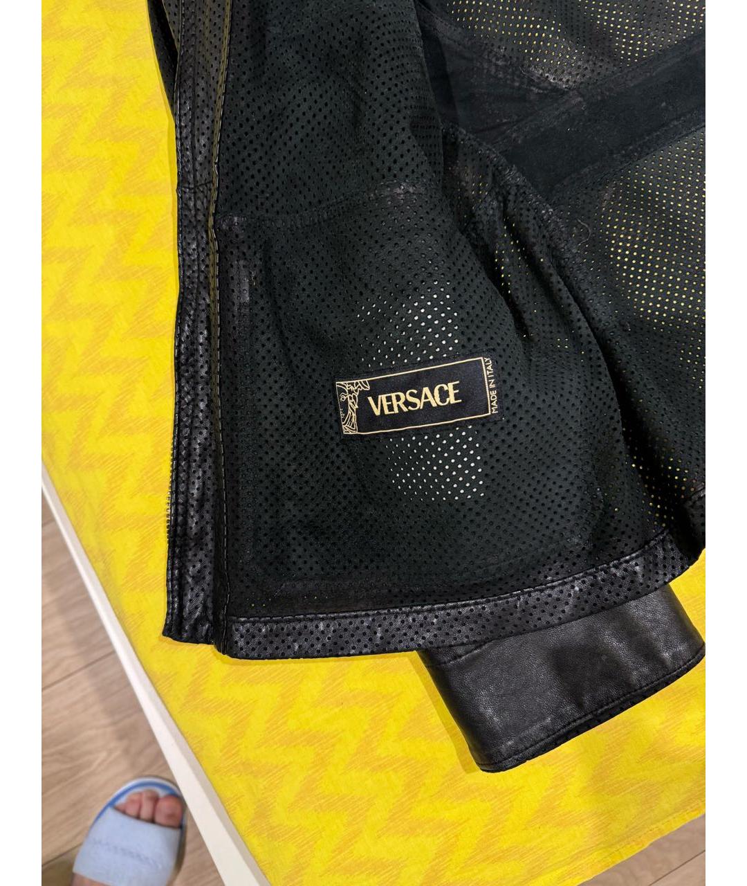 VERSACE Черная кожаная куртка, фото 5