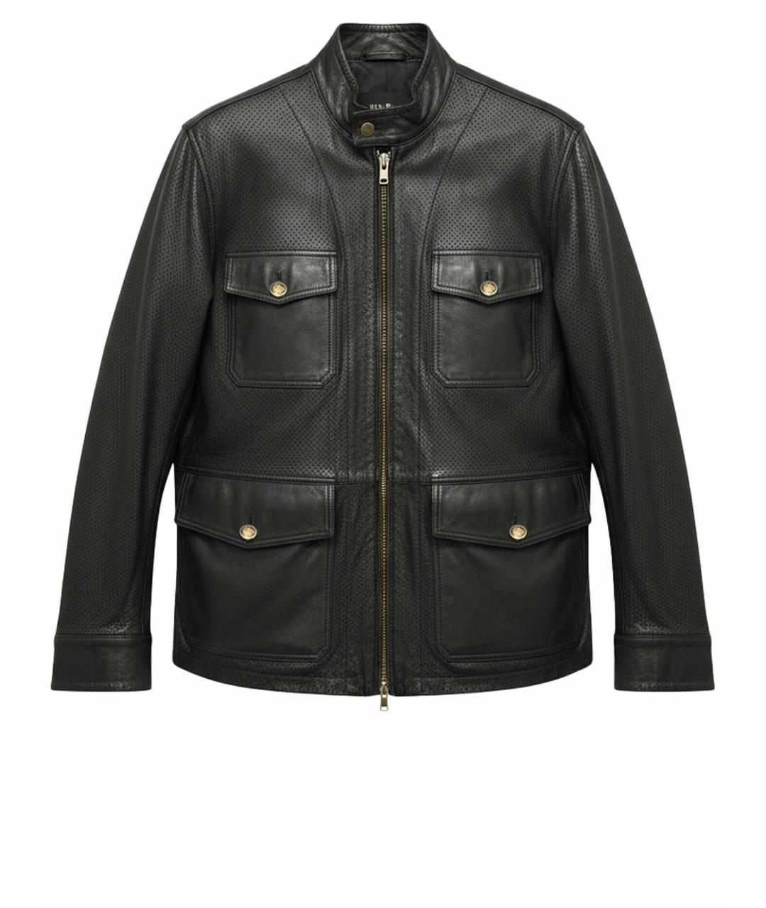 VERSACE Черная кожаная куртка, фото 1