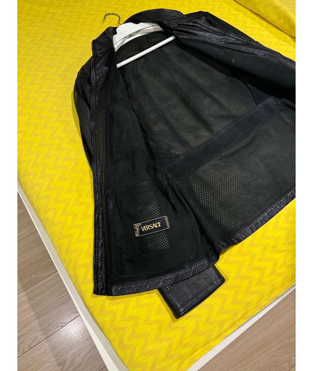 VERSACE Черная кожаная куртка, фото 3