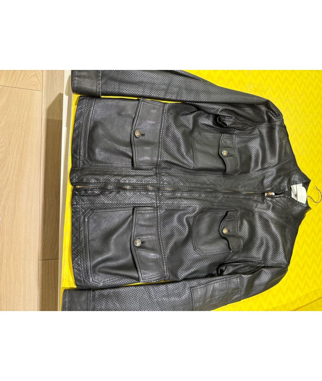 VERSACE Черная кожаная куртка, фото 6