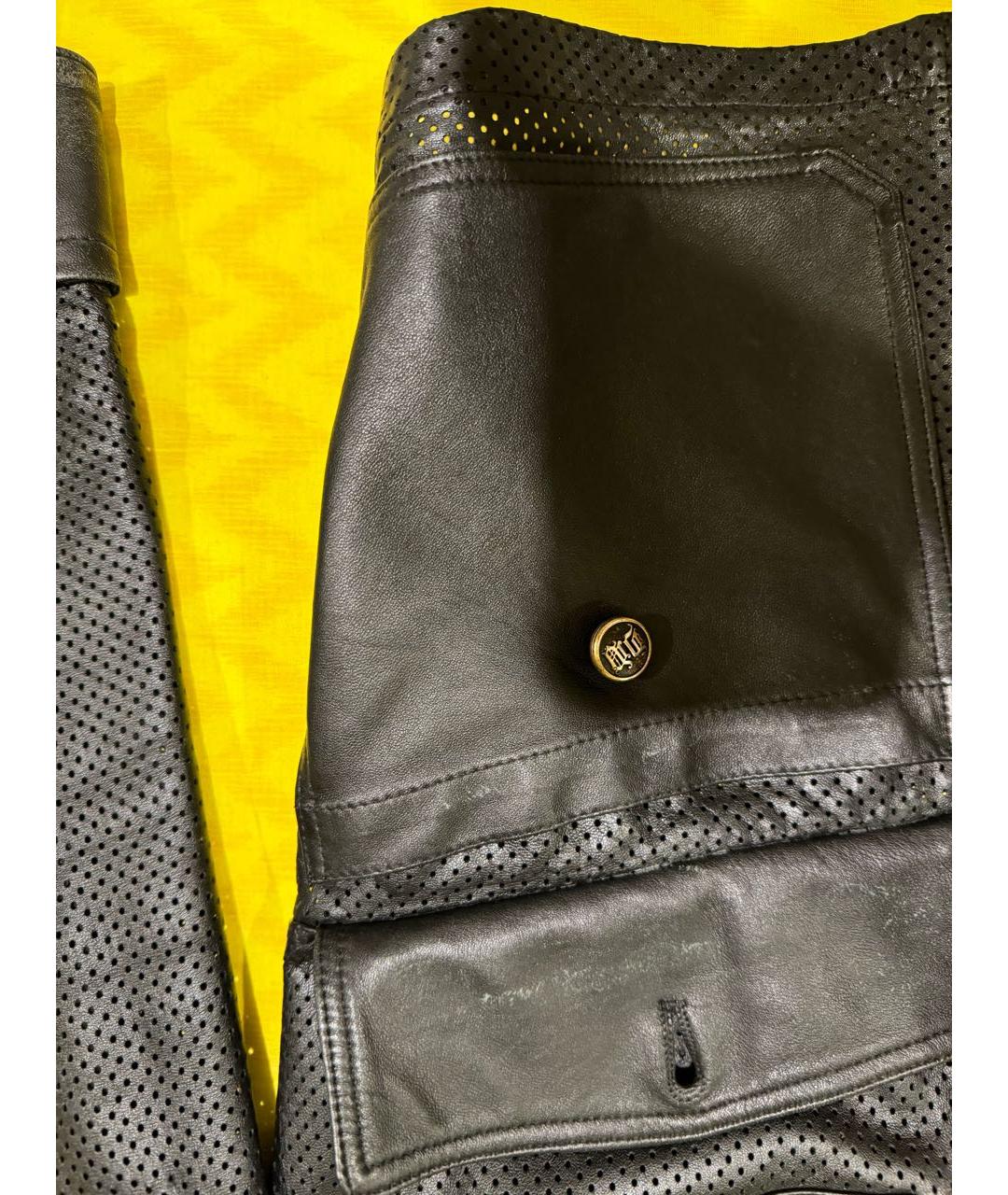 VERSACE Черная кожаная куртка, фото 4