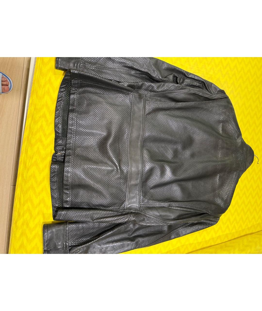 VERSACE Черная кожаная куртка, фото 2