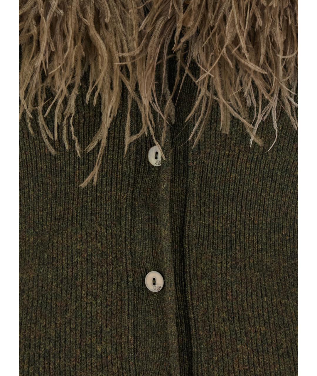 BLUMARINE Зеленый шерстяной кардиган, фото 2