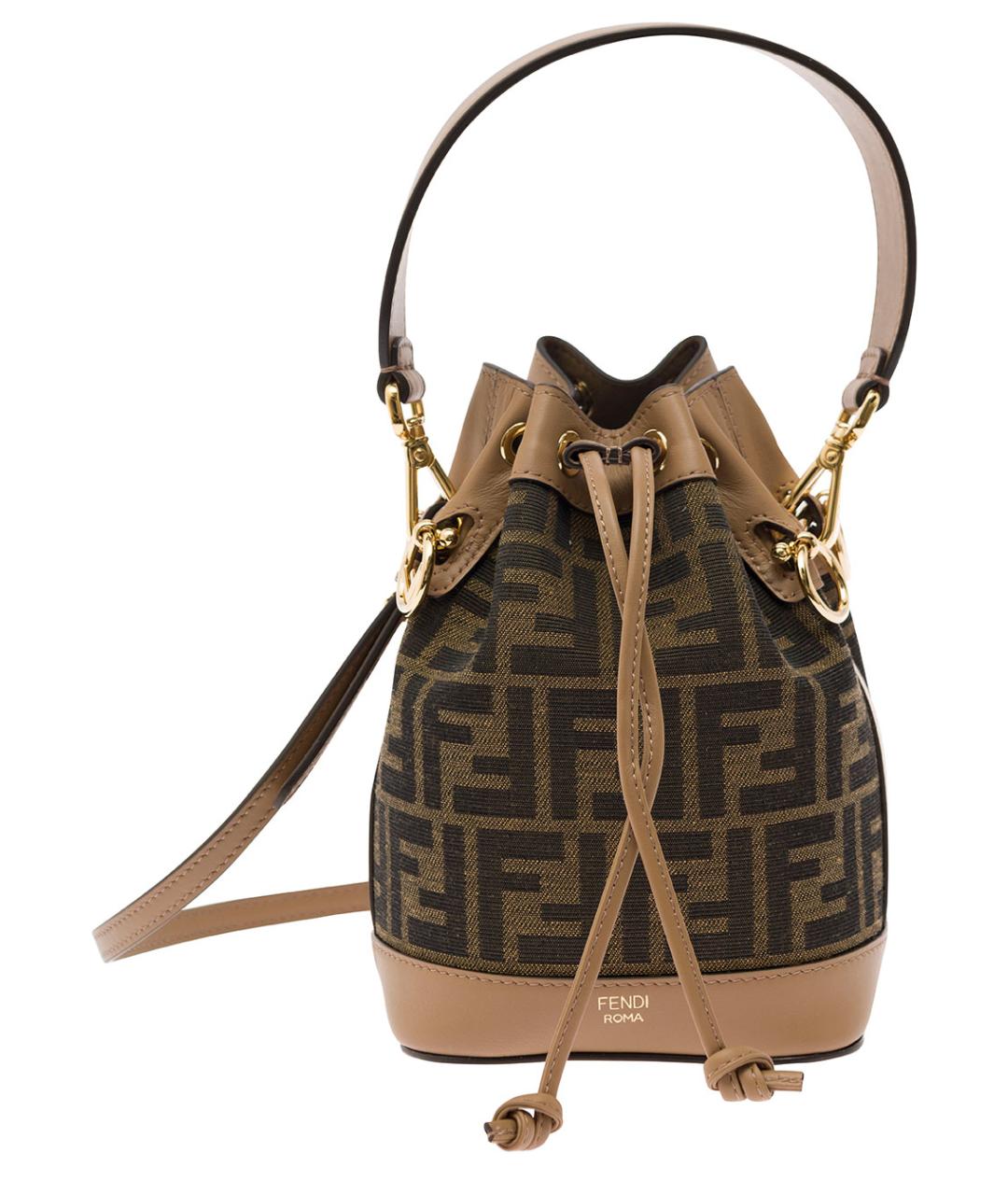 FENDI Коричневая тканевая сумка через плечо, фото 1