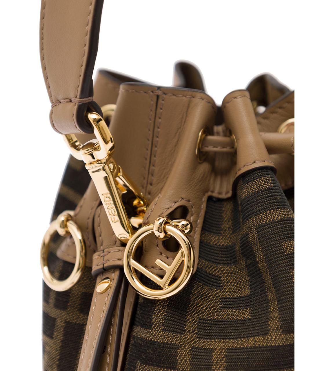 FENDI Коричневая тканевая сумка через плечо, фото 5