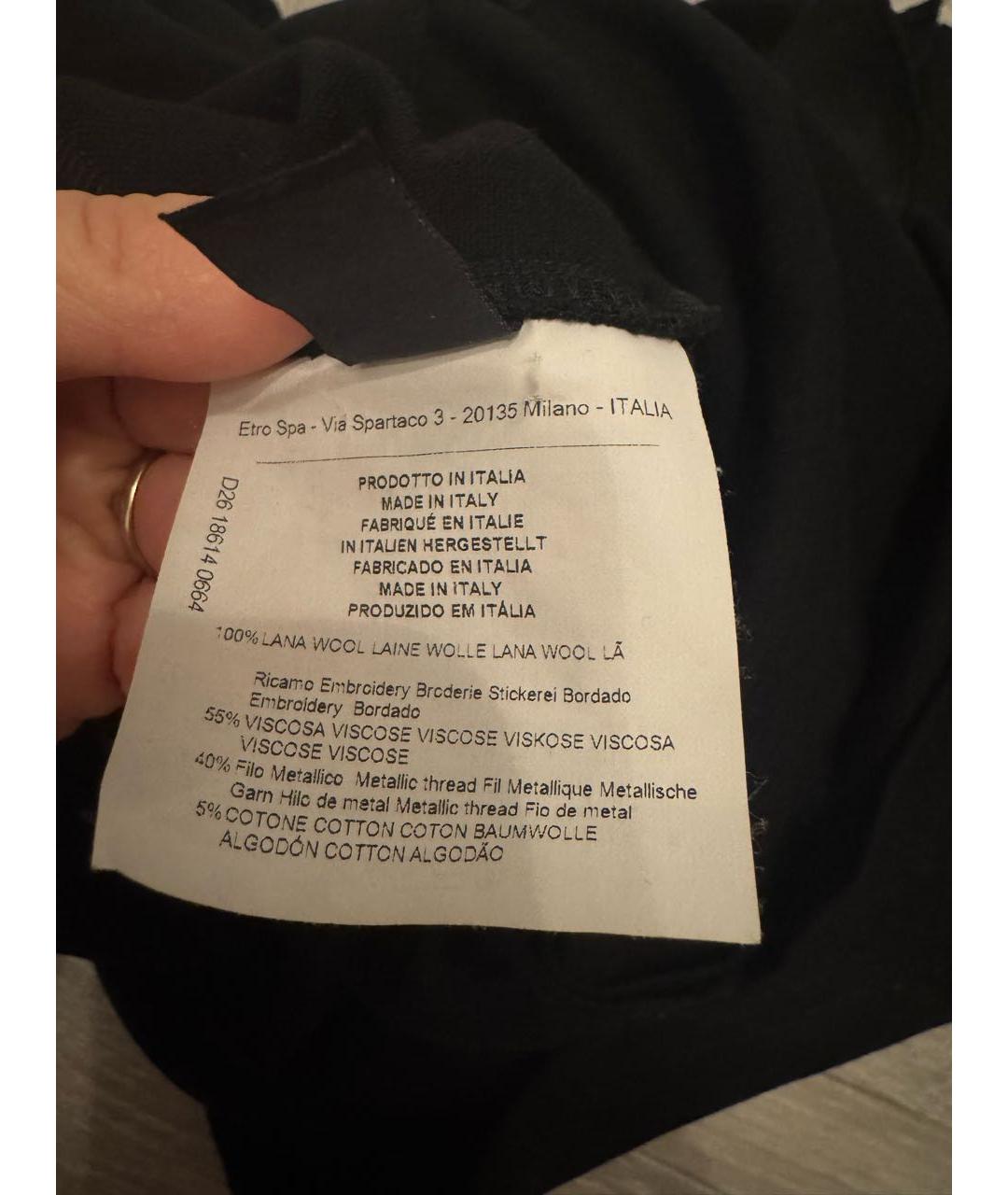 ETRO Черное шерстяное повседневное платье, фото 4