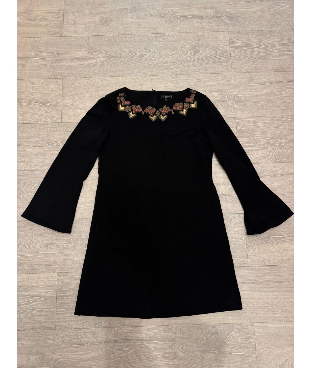ETRO Черное шерстяное повседневное платье, фото 5