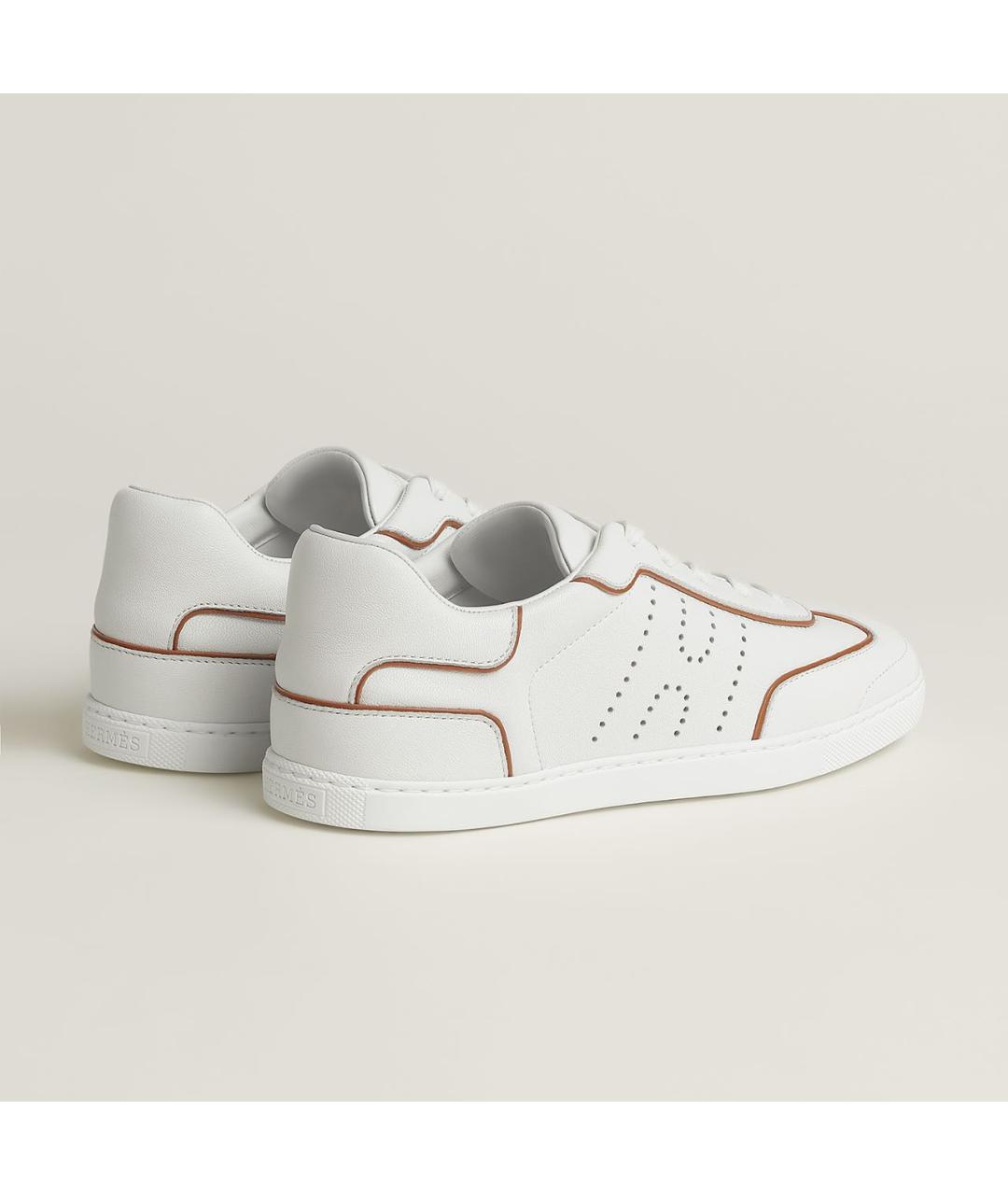 HERMES Белые кожаные кеды, фото 4