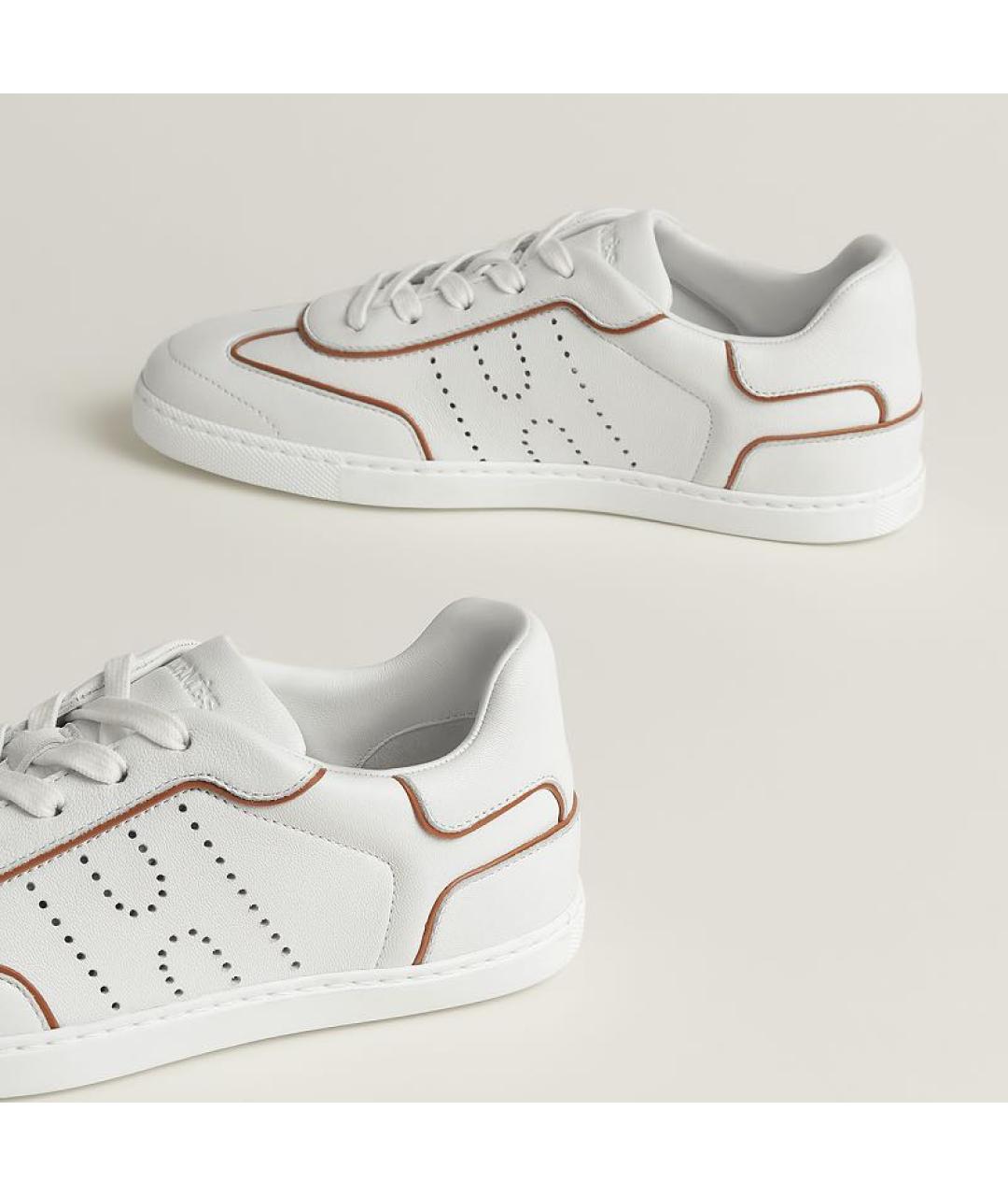 HERMES Белые кожаные кеды, фото 5