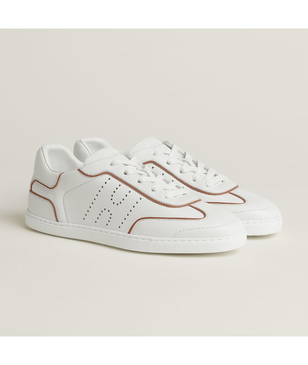 HERMES Белые кожаные кеды, фото 2