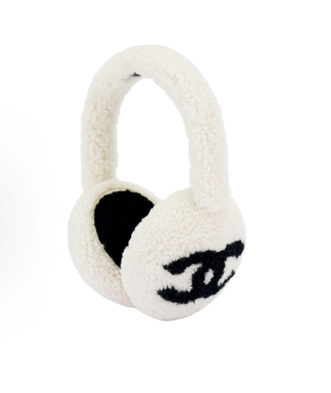 CHANEL Белые шерстяные наушники, фото 2