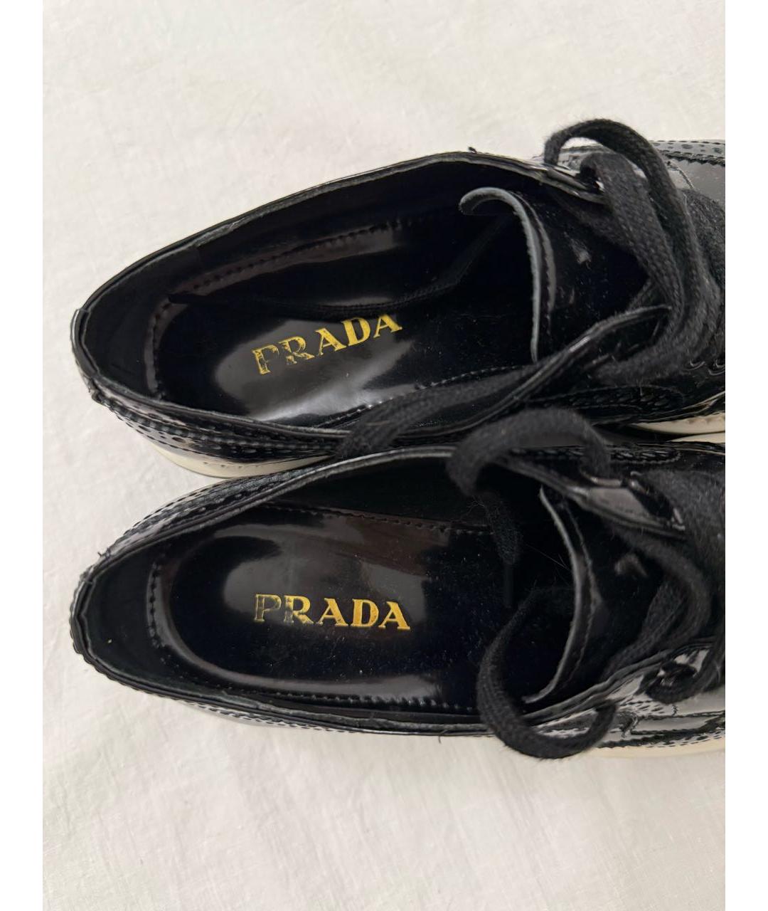 PRADA Черные кожаные брогги и оксфорды, фото 3