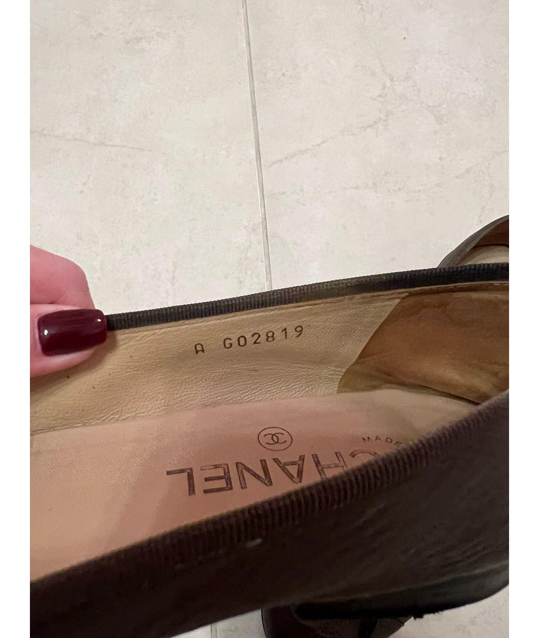 CHANEL Коричневые кожаные балетки, фото 8