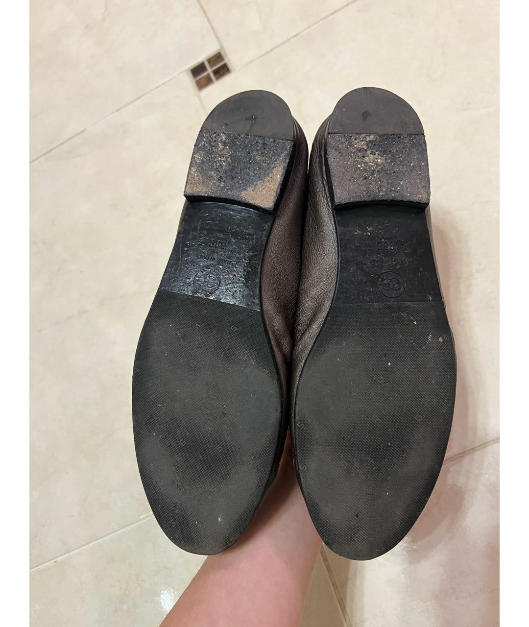 CHANEL Коричневые кожаные балетки, фото 7